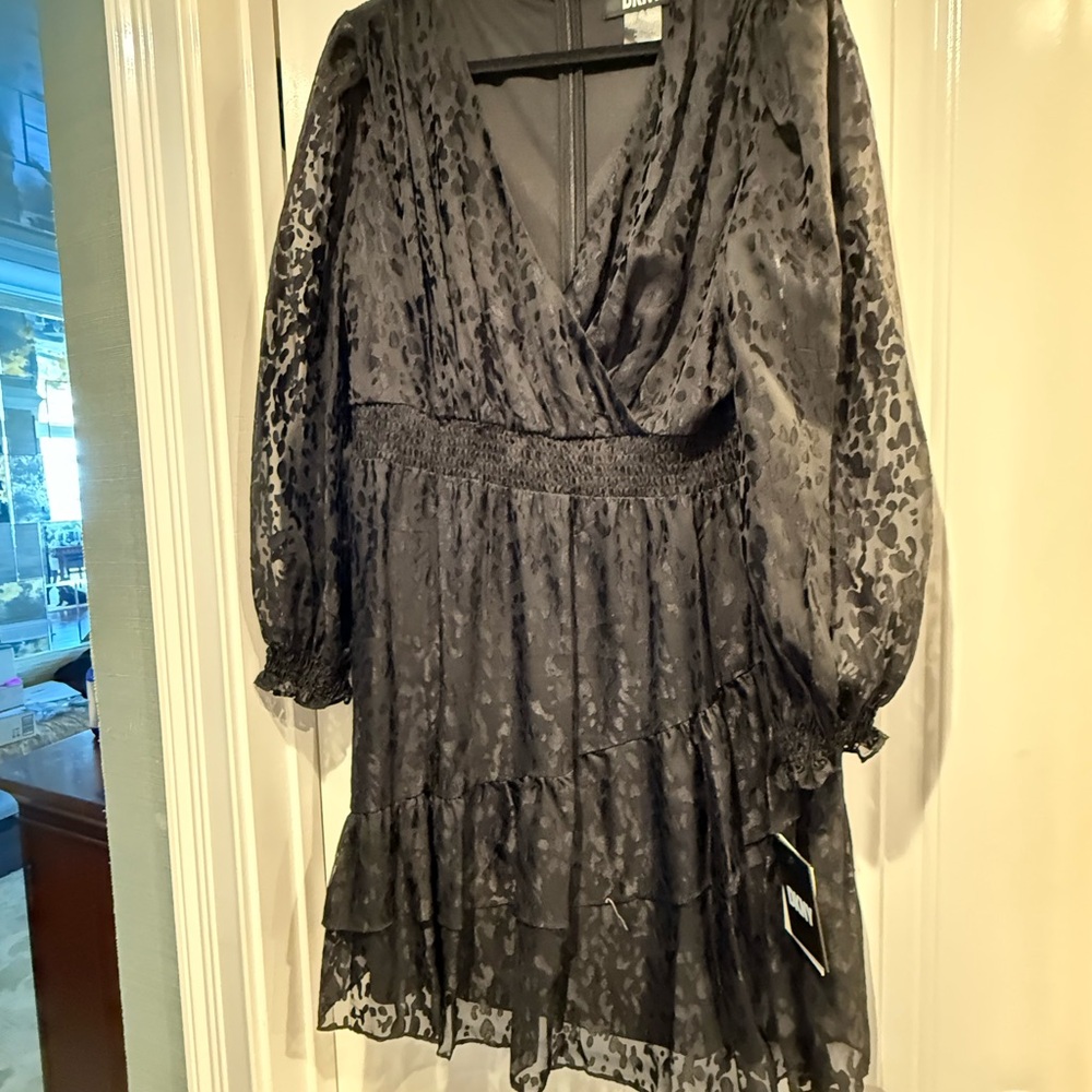 DKNY Black Sheer Midi Dress